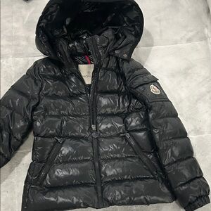 Moncler Kids Shiny Black Hooded Puffer Coat